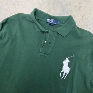 Polo Ralph Lauren Big Pony Long Sleeve Polo Shirt Mens XL Green Cotton Pique